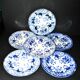 Lot de 6 assiettes Flora décor liseron bleu LM&cie 1840-1875 Creil Montereau