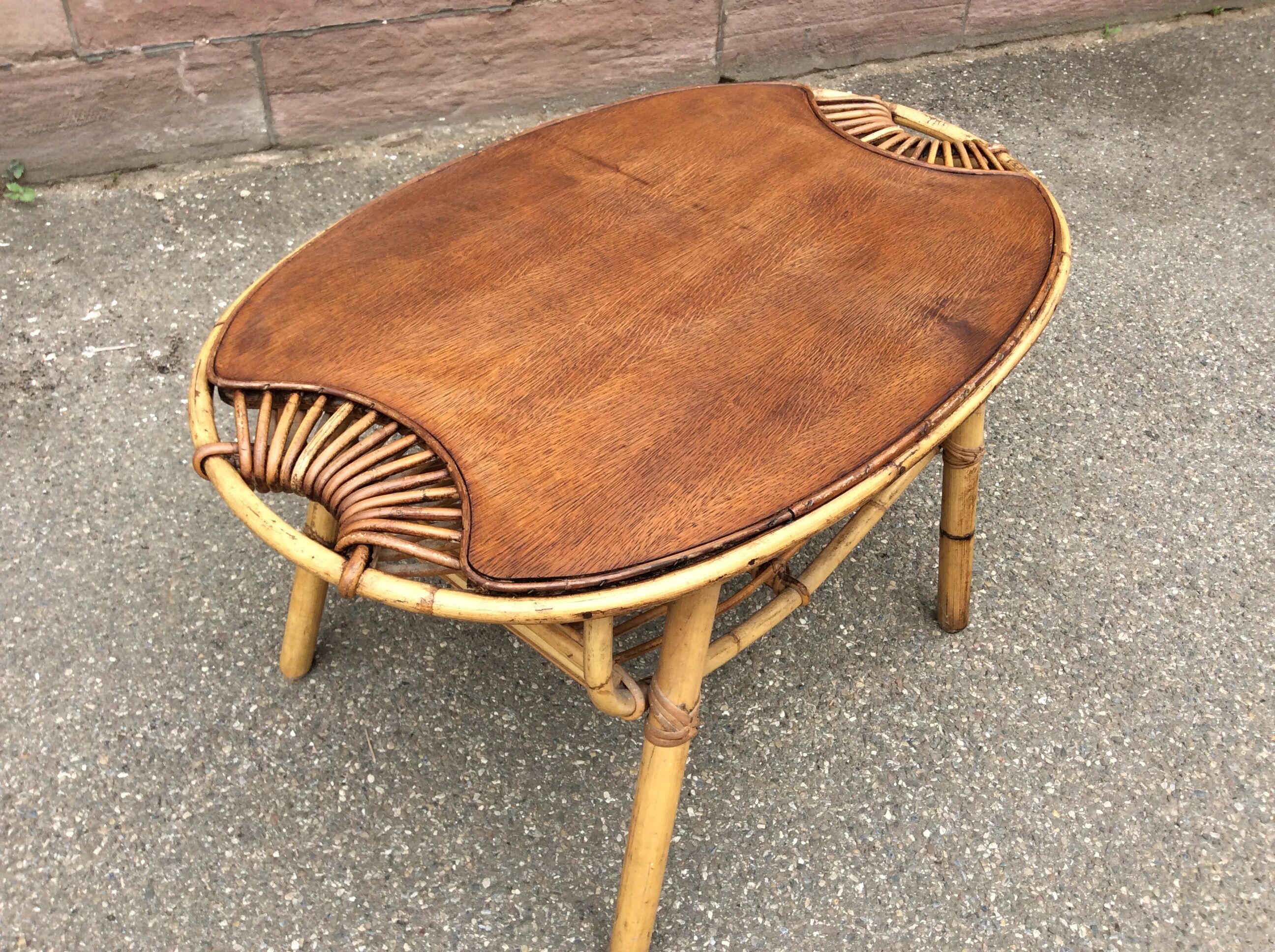 Rattan and bamboo coffee table 1960