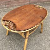 Rattan and bamboo coffee table 1960