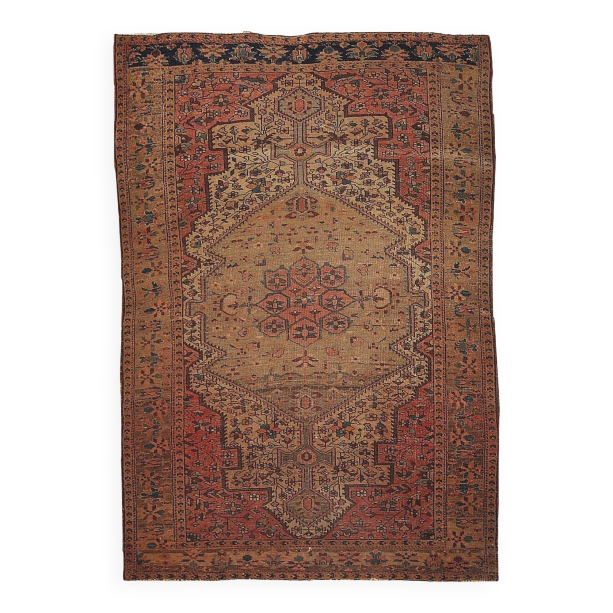 Handmade antique Persian Farahan rug 131cm x 204cm 1910s - 1B153