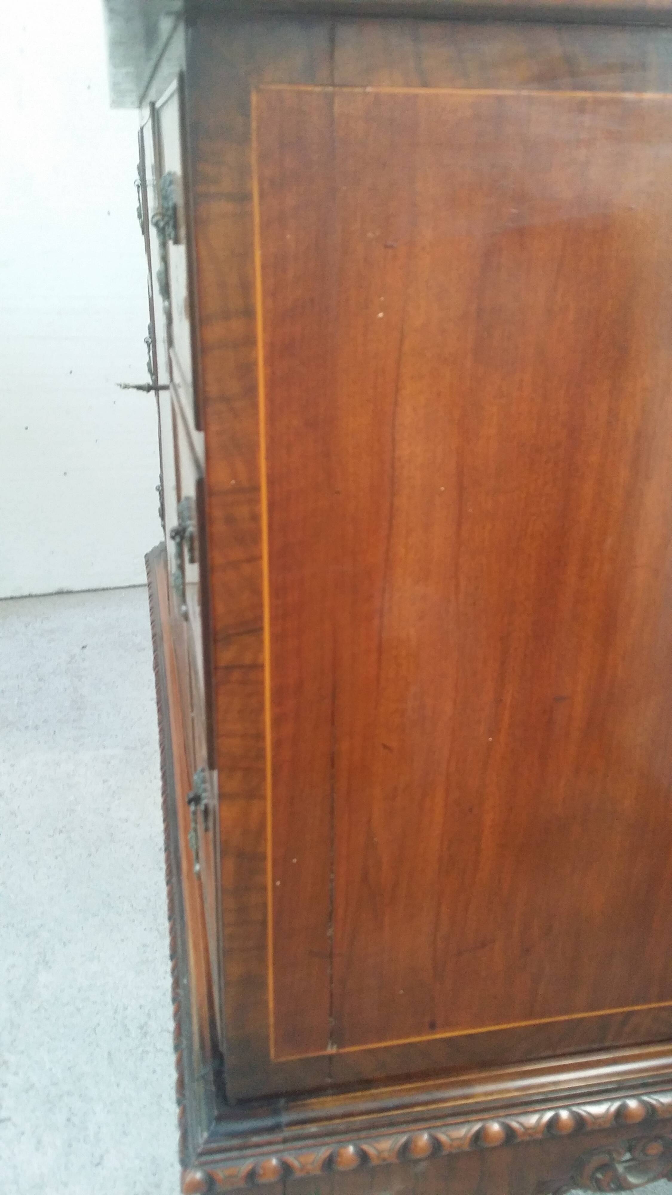 English burl walnut cabinet