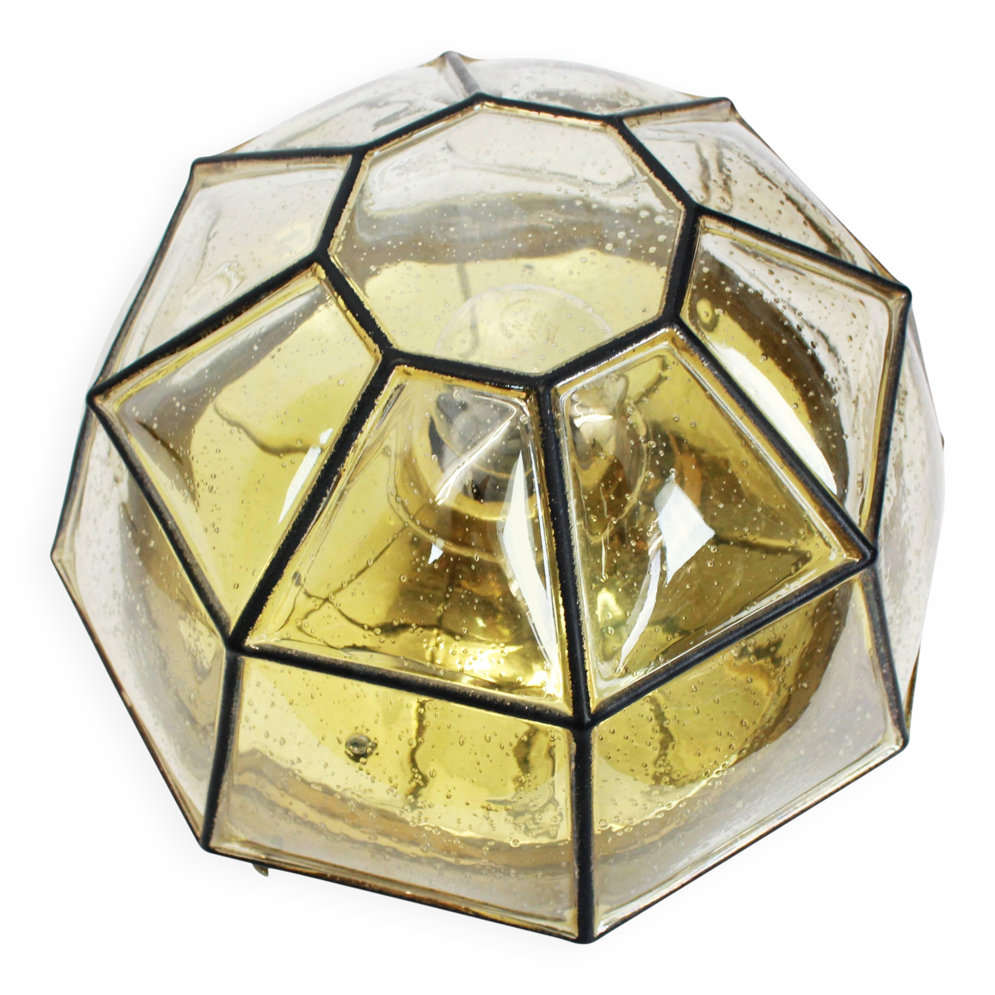 Ceiling lights in iron and clear glass by Limburg, Germany, 1960s.