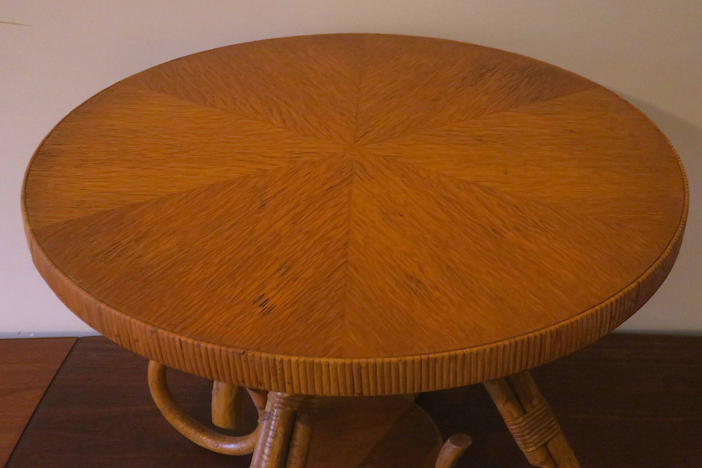 Circular bamboo coffee table, 1960s