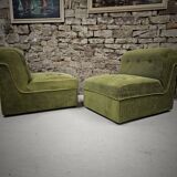 Pair of ribbed armchairs 1970