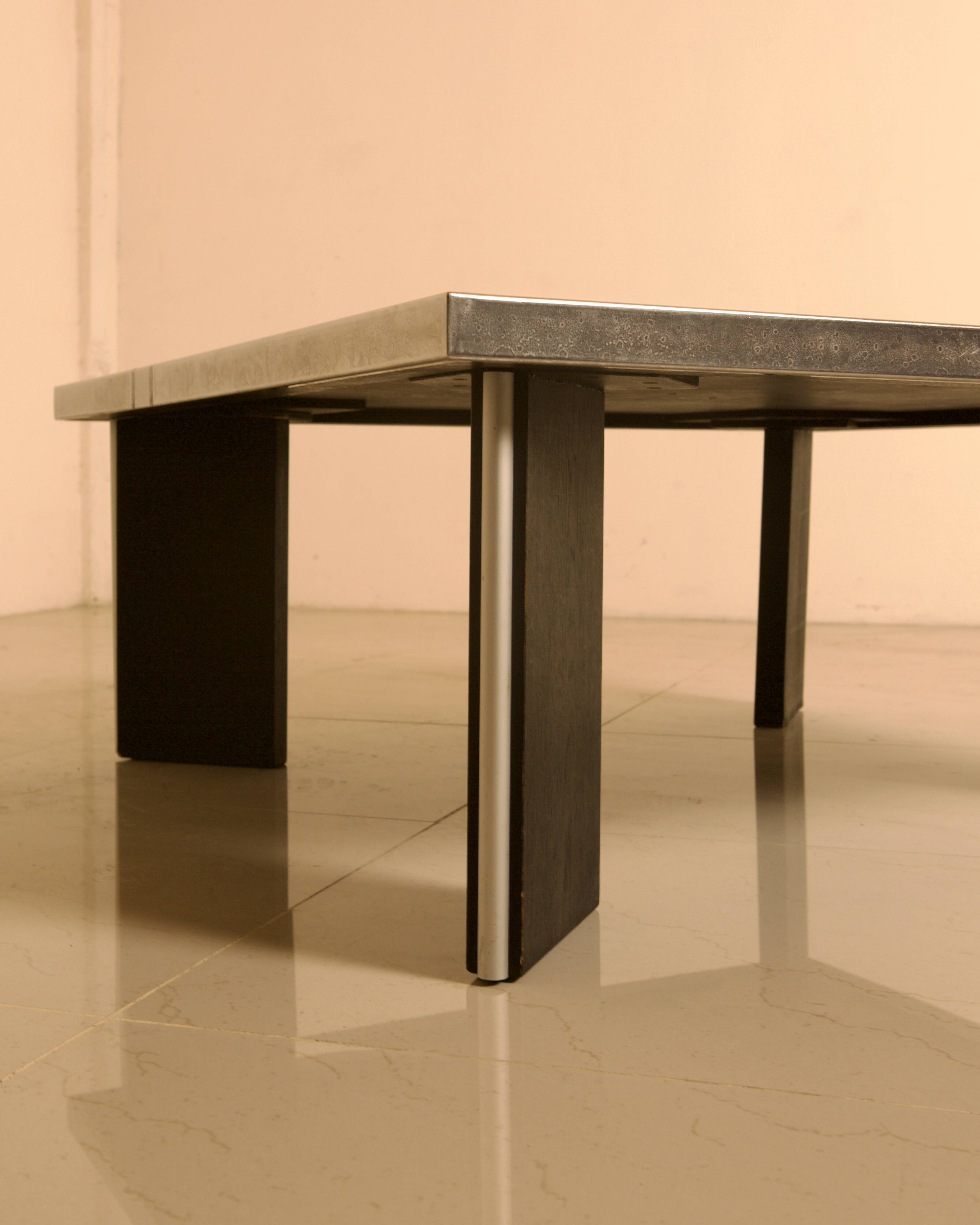 Sculptural coffee table in wood and steel by Heinz Lilienthal 60s