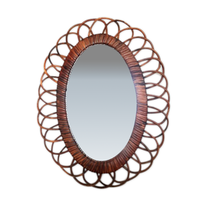 miroir rotin ovale 50