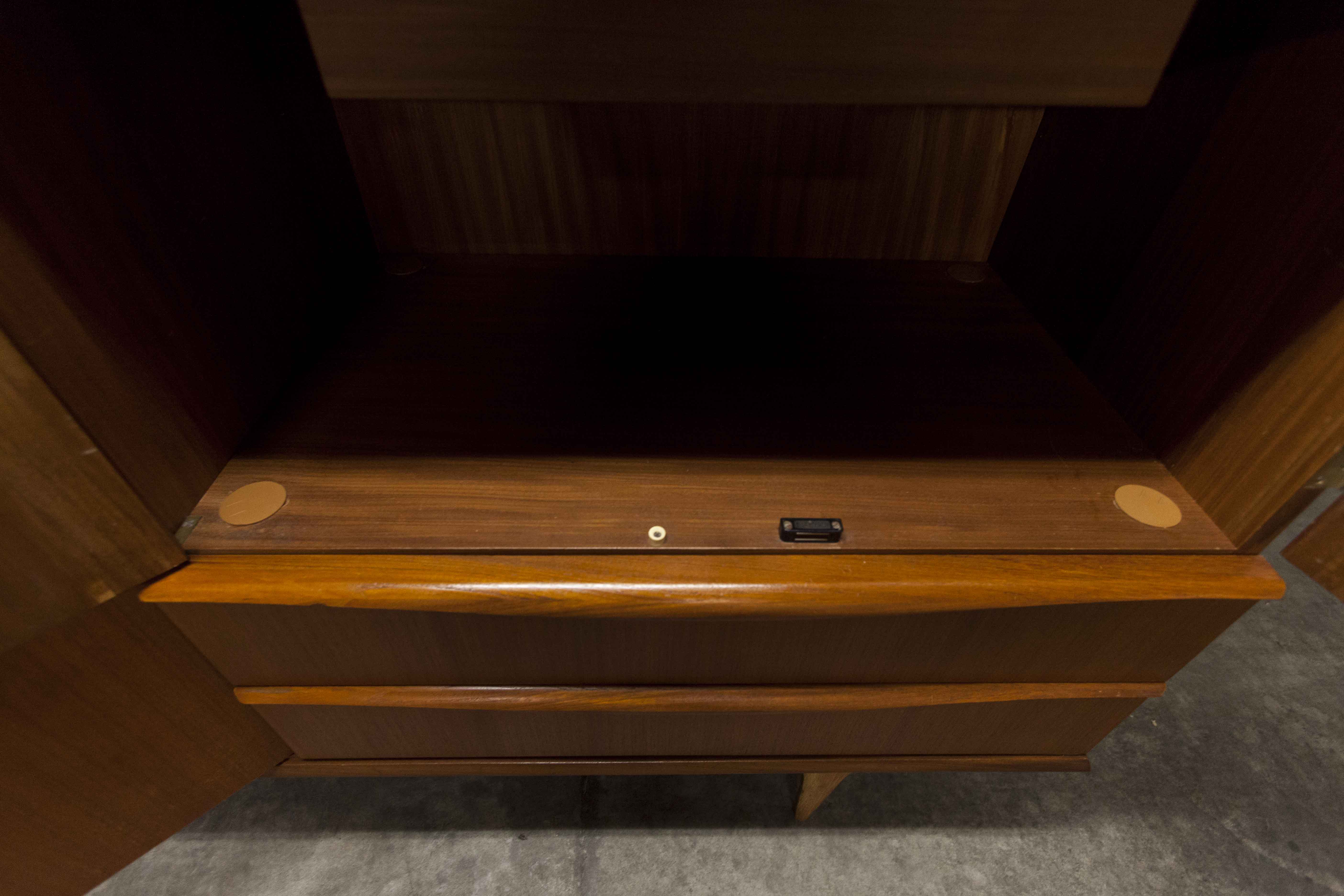 Scandinavian teak cabinet 1960 with mounting plan