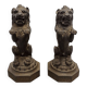Victorian Cast Iron Lions On Pedestals, late 1800s