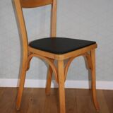 2 chaises Baumann N°19 hêtre clair skai noir