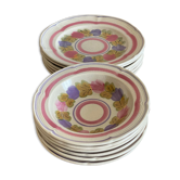 Service 12 hand-painted plates MGFA Pornic Ninon