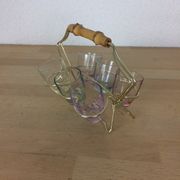 Liquor service, 6 glasses and metal structure
