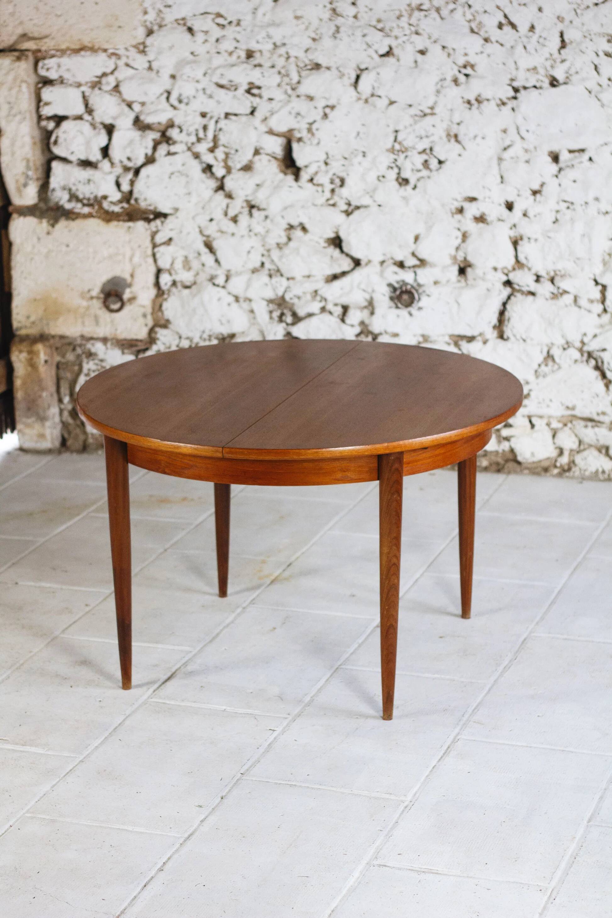 Vintage teak round table and 4 chairs, 1960