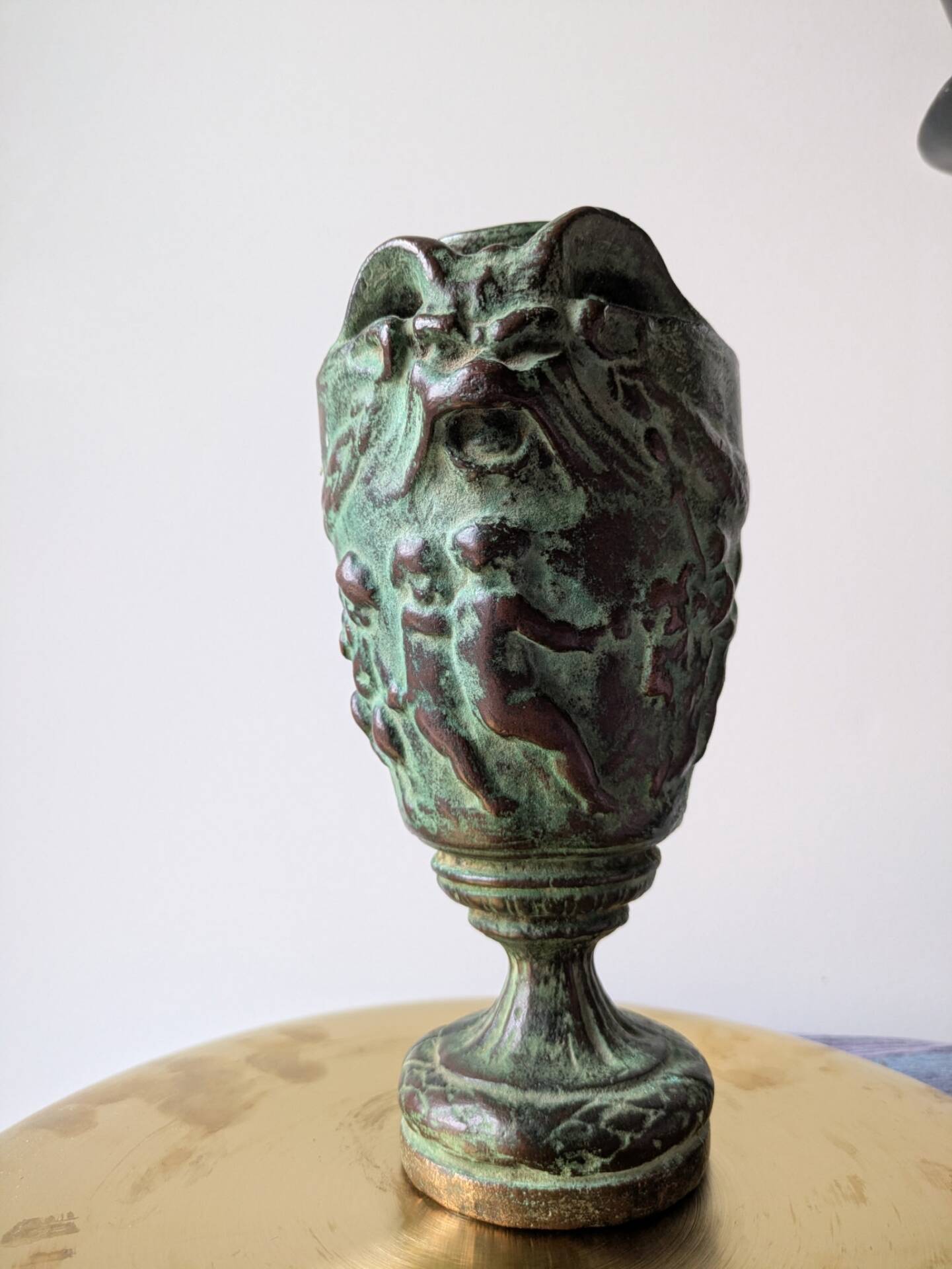 Devil's head vase in bronze