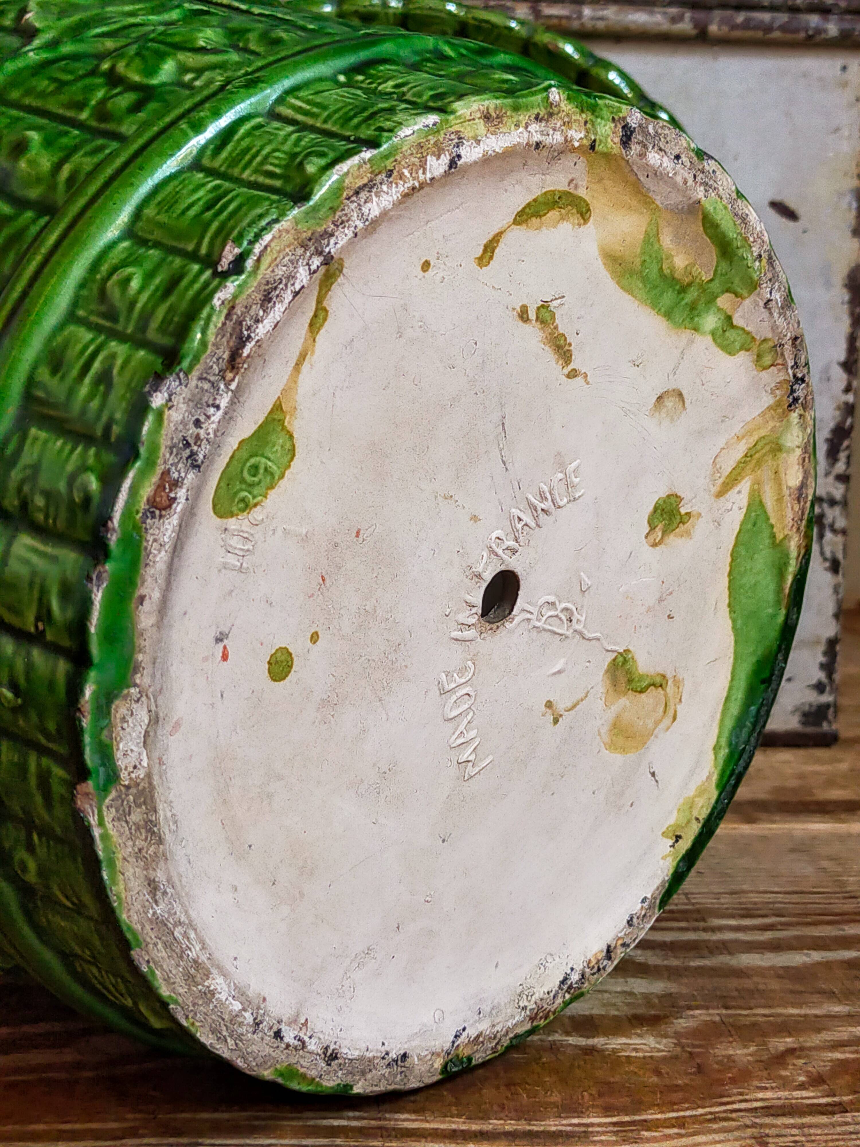 Flower pot and saucer in slip by G. De Bruyn 19th century