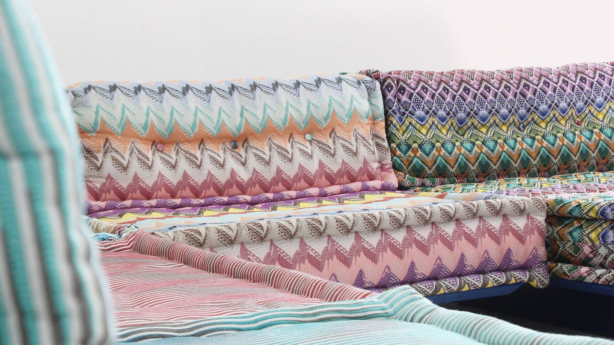 Roche Bobois Mah Jong sofa Missoni design by Hans Hopfer with platform