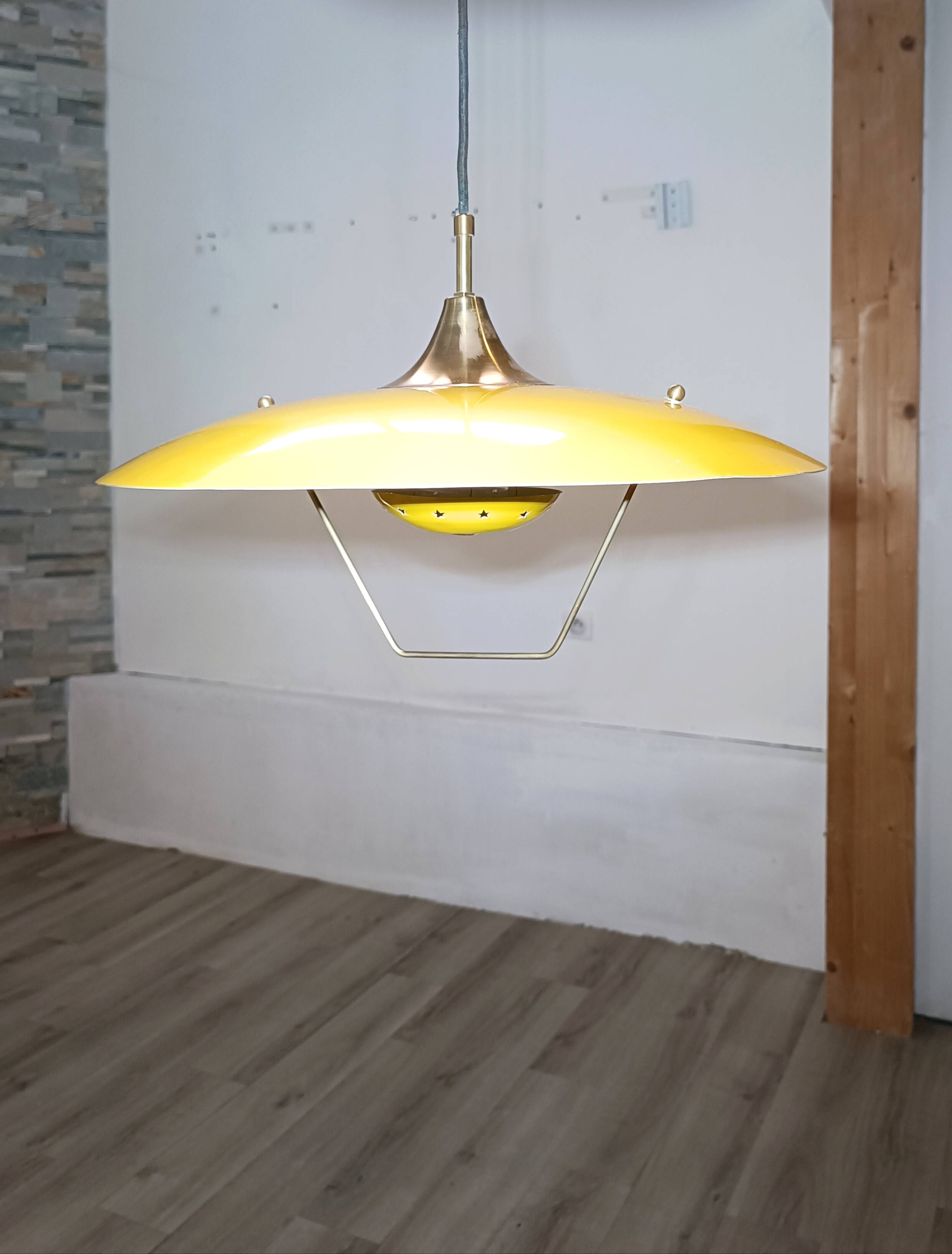 Hanging lamp with counterweight Italy 1950s