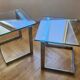 Pair of Midcentury Cantilevered Glass & Chrome Coffee Tables GEBRA, 1980s