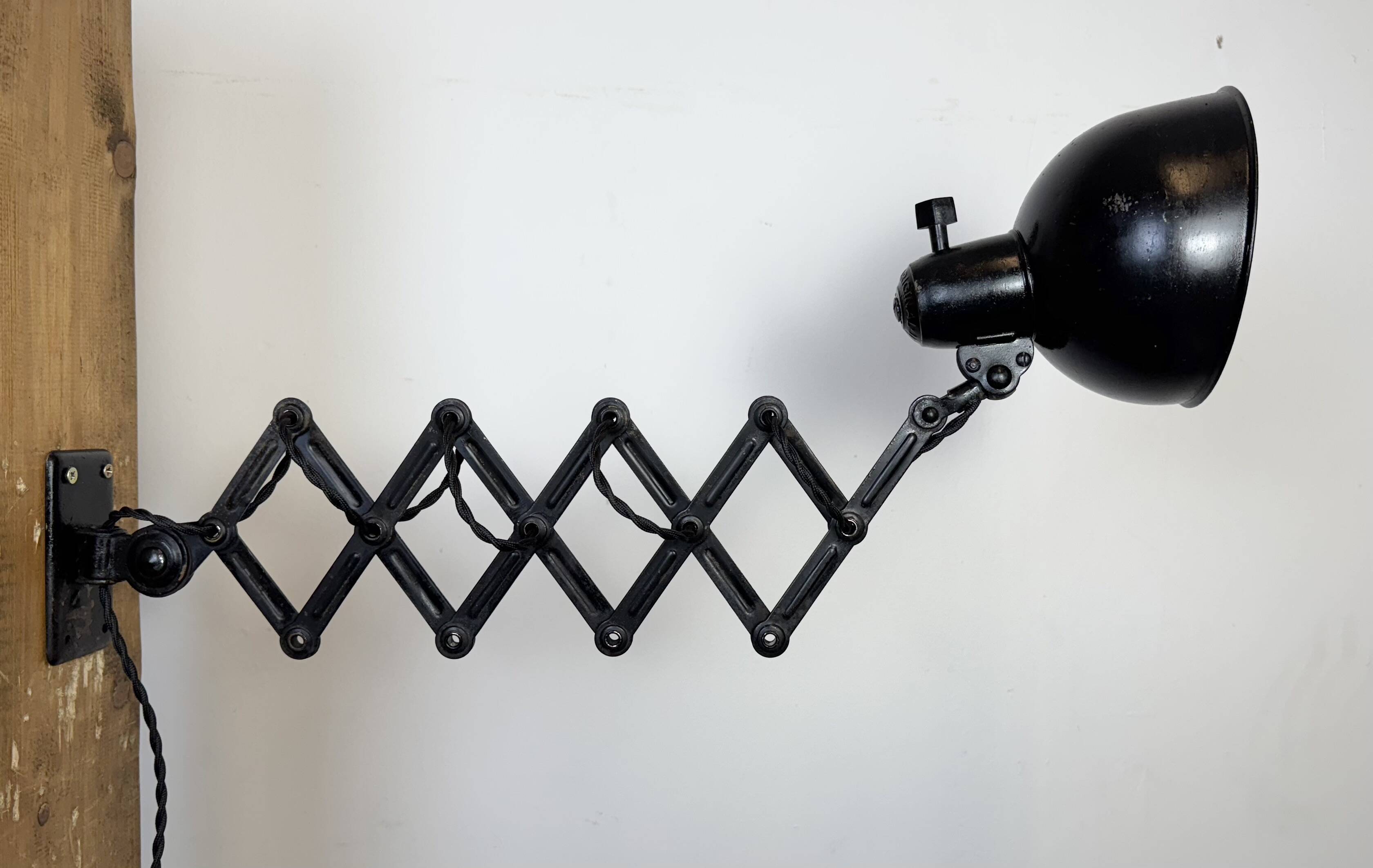 Black Industrial Bauhaus Scissor Wall Lamp from Kaiser Idell, 1930s