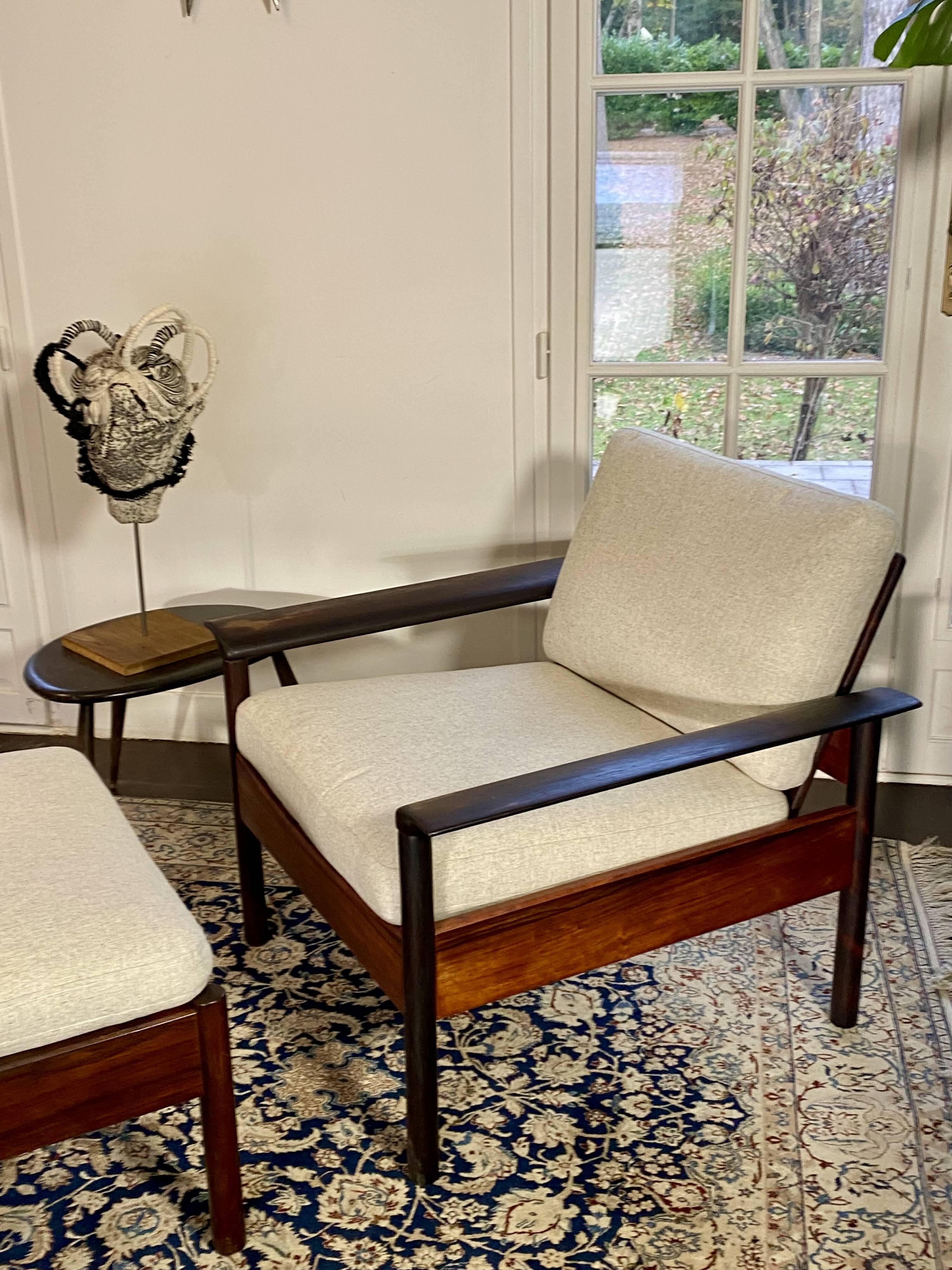 Fauteuil & Ottoman Hans Olsen – Vatne Møbler Danemark, 1960 Palissandre