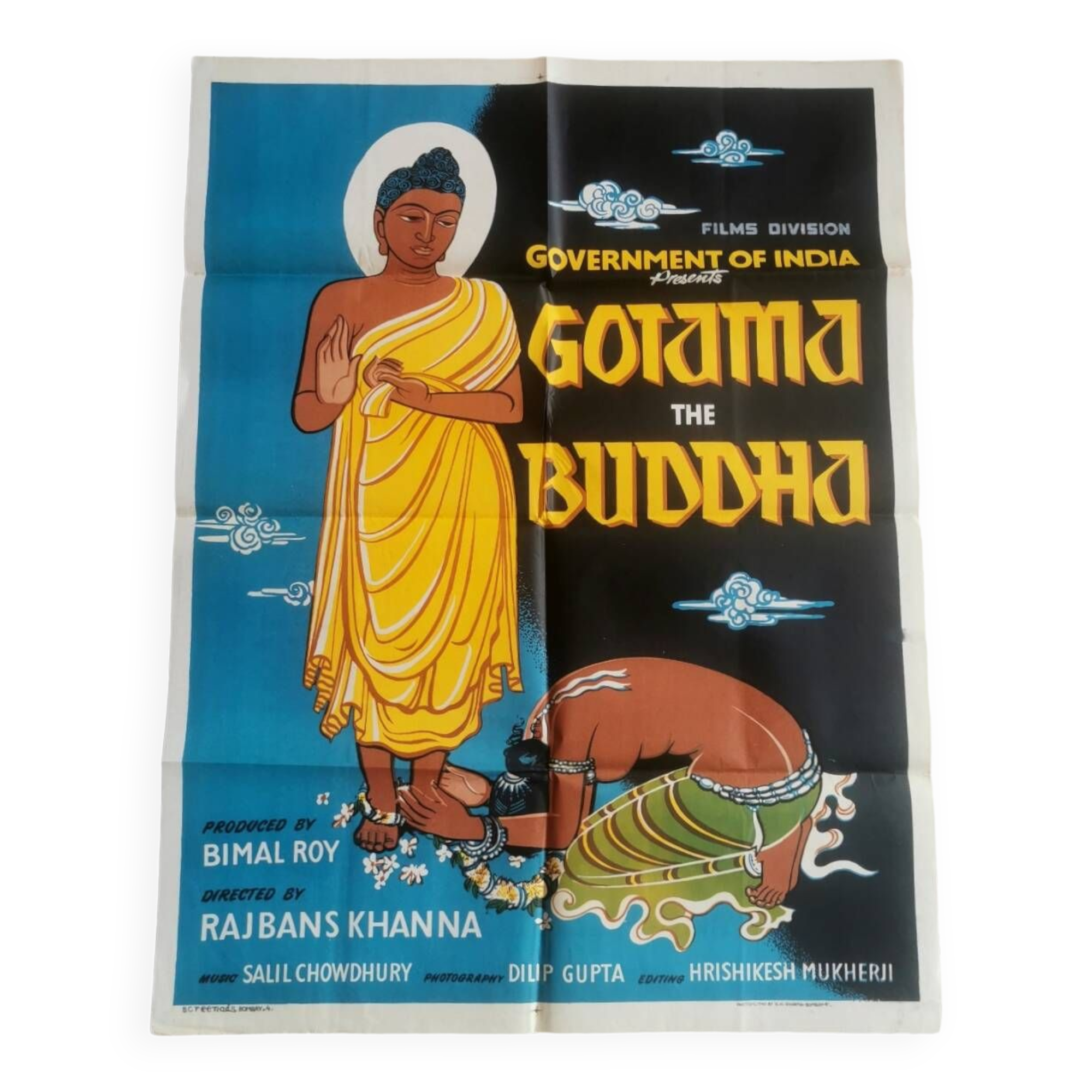 Affiche ancienne cinéma Gotama the buddha  Bollywood 1956