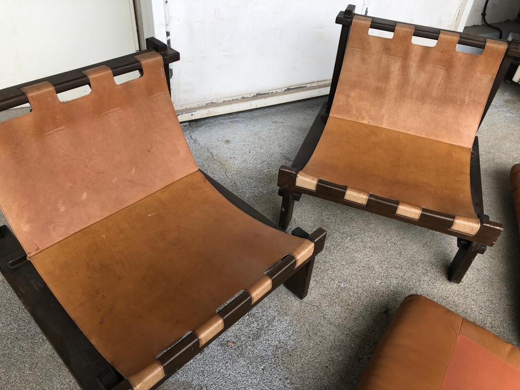 Pair Of Scandinavian Armchairs By Carl Straub Leather Circa1960