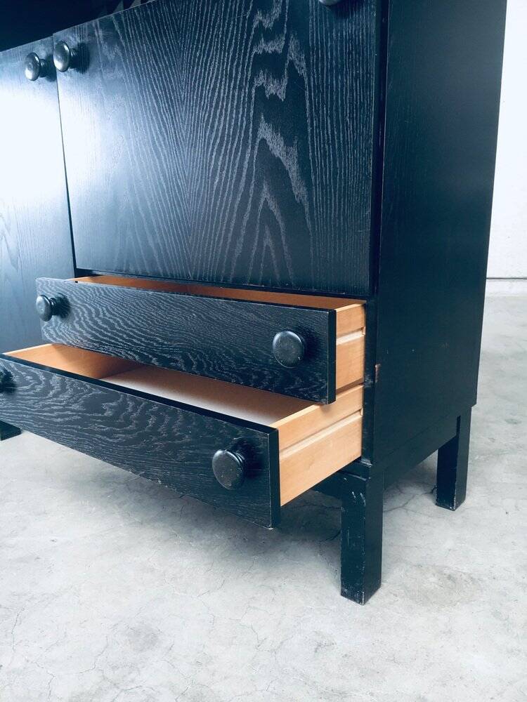 Brutalist Black Ebonised Dry Bar Cabinet, Belgium, 1970s