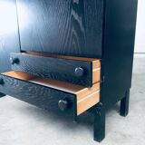 Brutalist Black Ebonised Dry Bar Cabinet, Belgium, 1970s