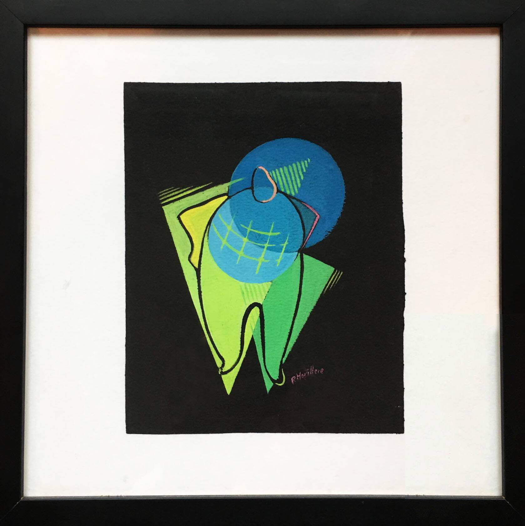 Cubist composition on black paper. France, 1950s.