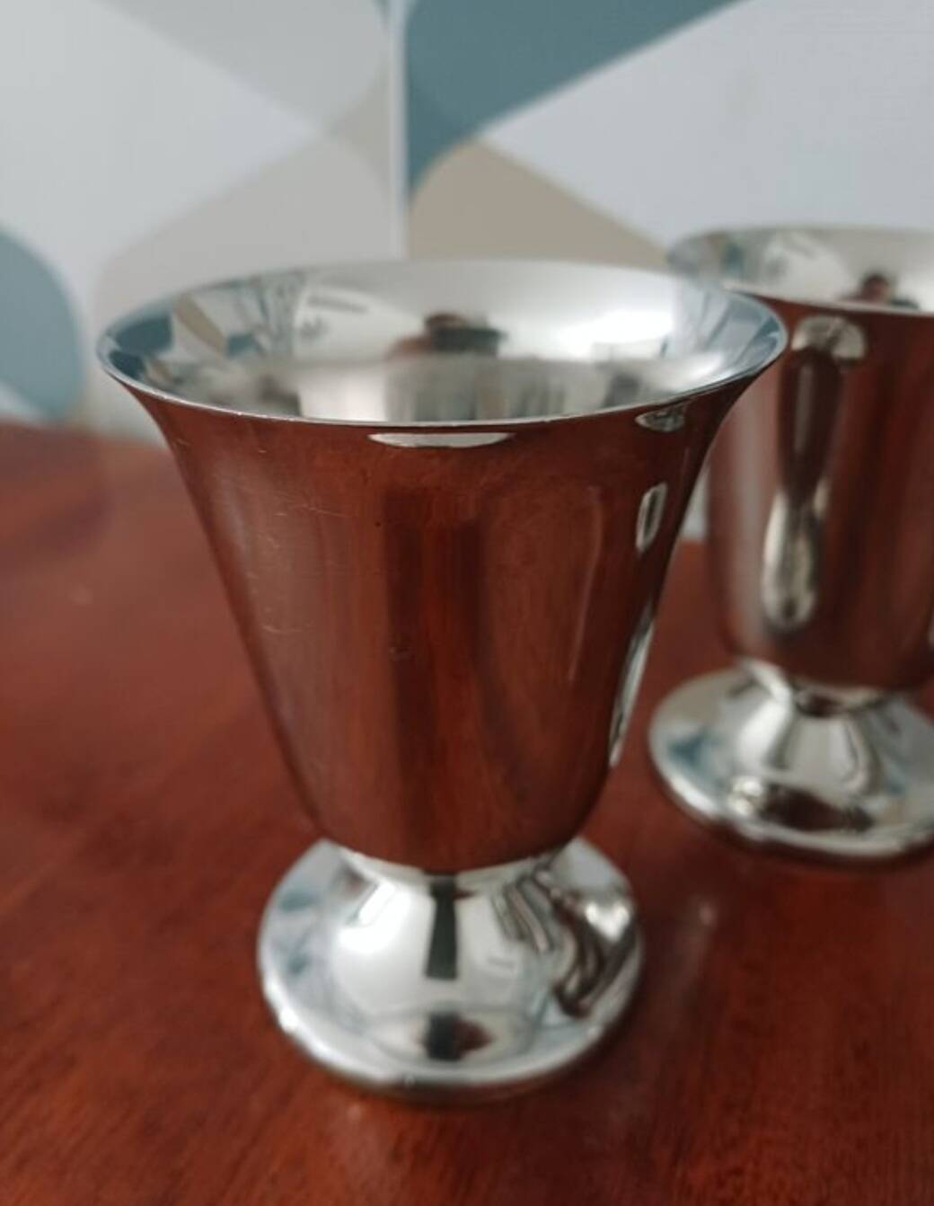 4 vintage stainless steel cups
