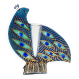 Peacock blue vase in laminated glass