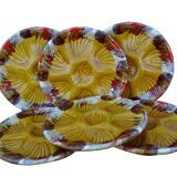 Assiettes à huîtres vintage en faïence de Vallauris, service de six