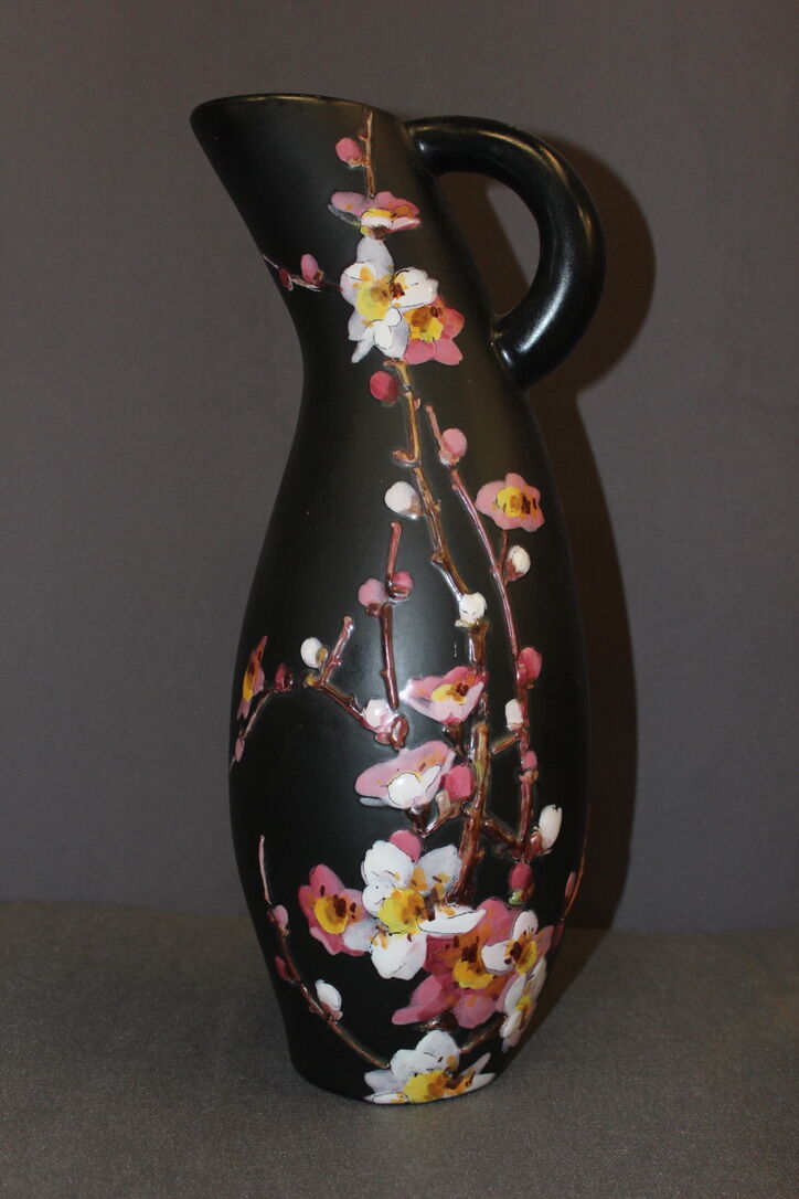 Set Of Three Ceramics By Giraud in Vallauris Apple Blossoms