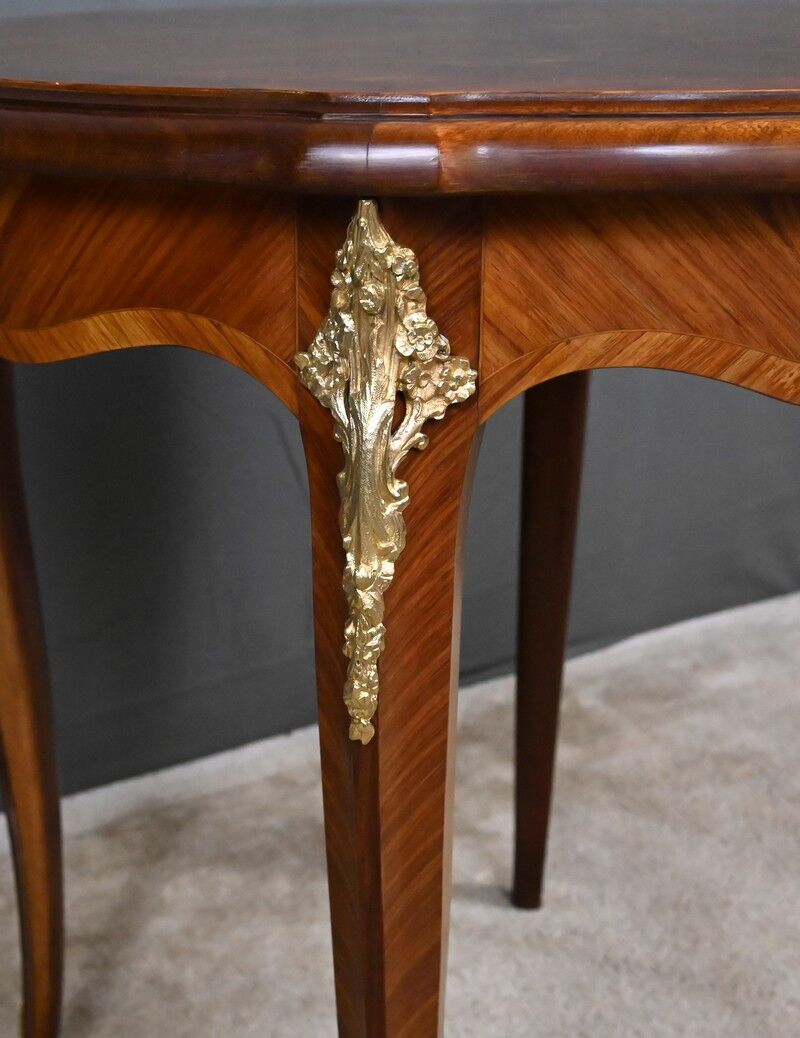 Rosewood marquetry coffee table, Louis XV style – Mid 20th century