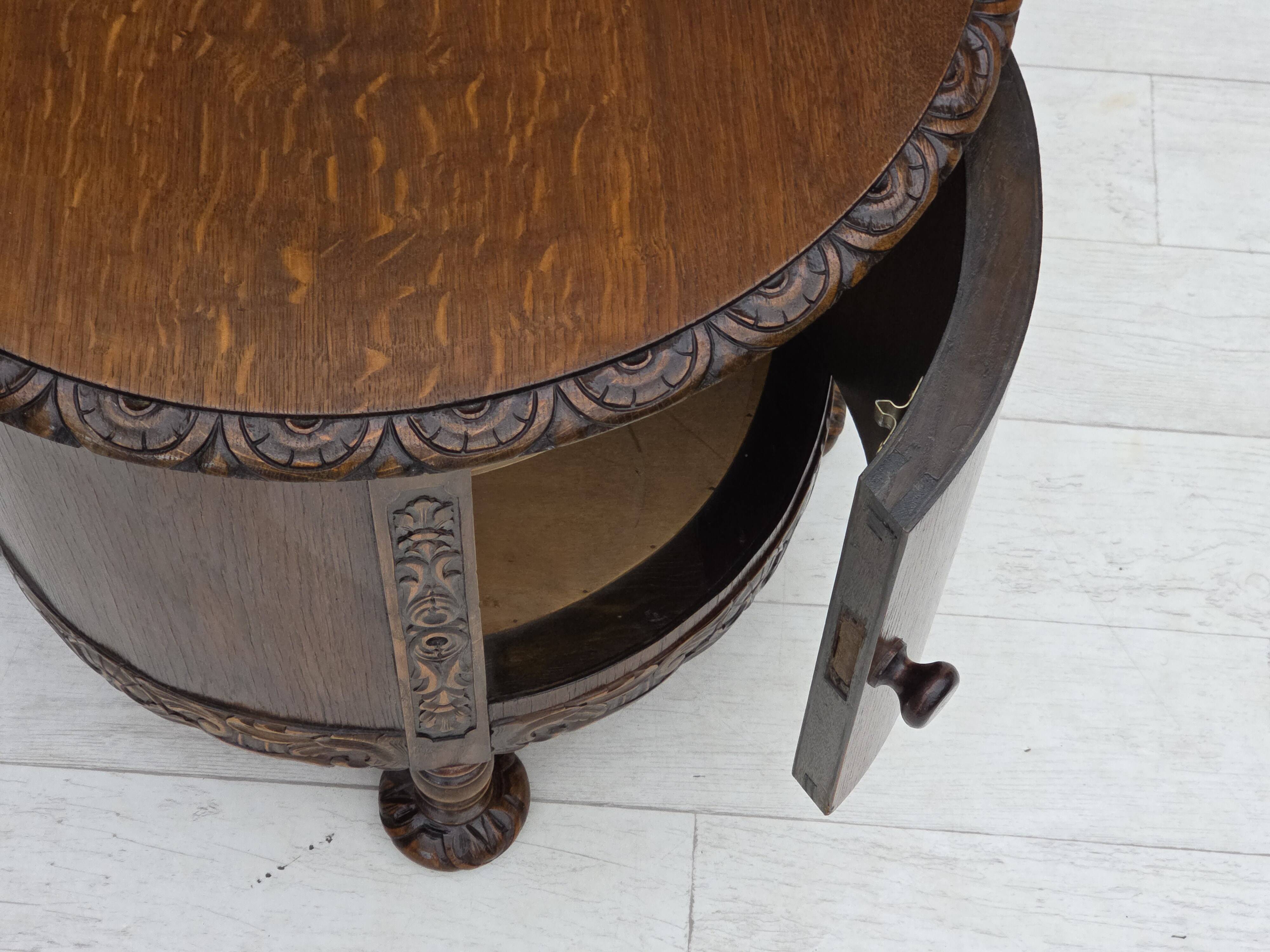 1930s, Scandinavian side cabinet, dark oak wood.