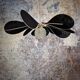 12-blade aerial suspension in rattan and black linen with vintage globe