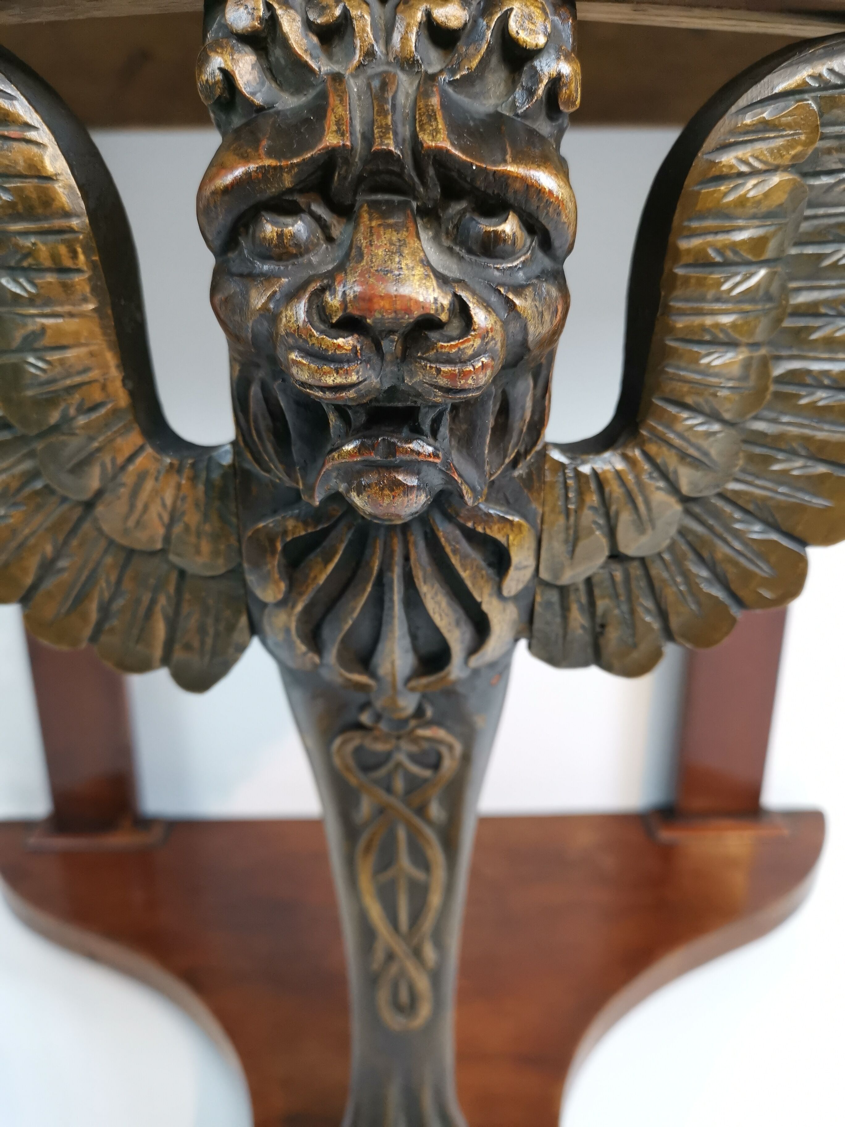 Empire demi lune sphinx console table