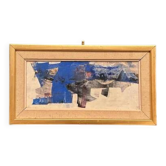 Huile sur panneau d'origine suédoise – "Composition bleue" par Gunnar Nordström – Signée – Vintage et encadrée – 24,5 × 18,5 cm (9,6 in × 7,3 in)