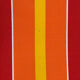 Vintage deck chair with red and orange striped fabric, original patina.