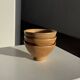 Set of 3 vintage mini bowls on foot, stoneware on pedestal H9 D10.