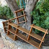 Asymmetrical shelf pairs in solid pine 70s