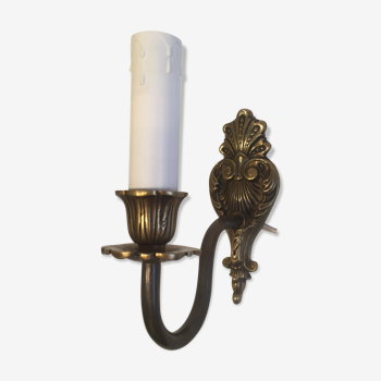 Antique brass faux candle wall lamp