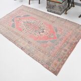 4x7 Red Navy Blue Handmade Turkish Rug, 132x228Cm SK 20526