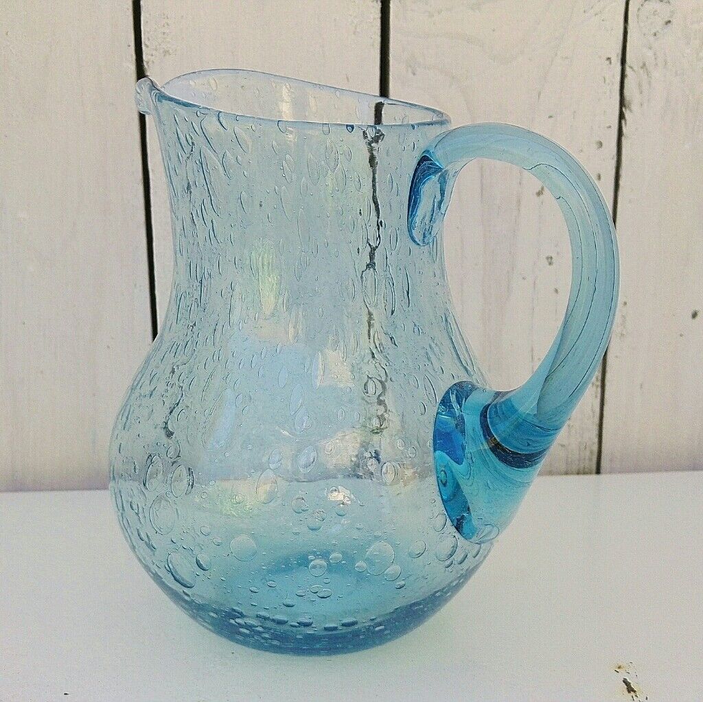 Pichet à eau verre soufflé verrerie Biot vintage