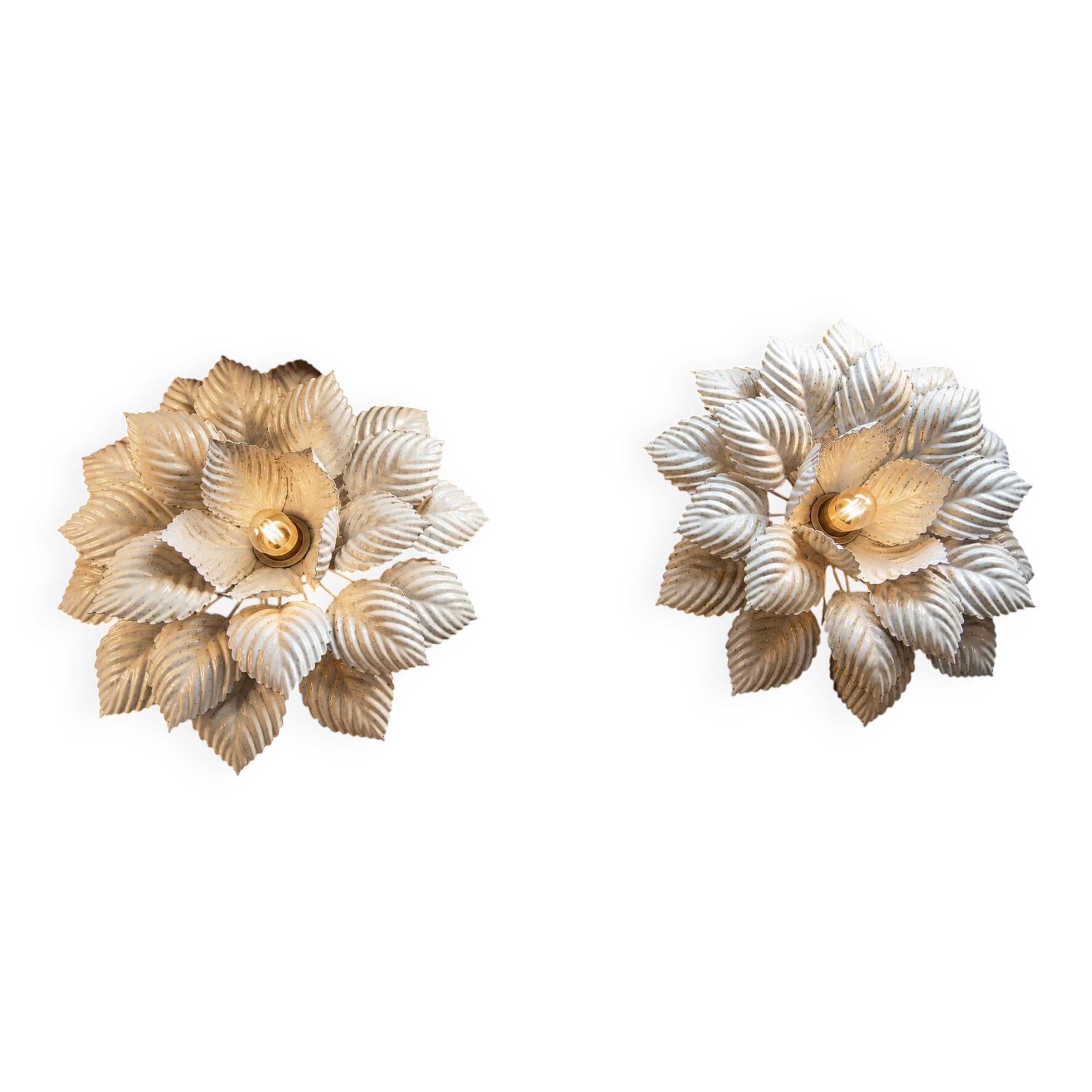 A pair of large vintage Italian design wall sconces.