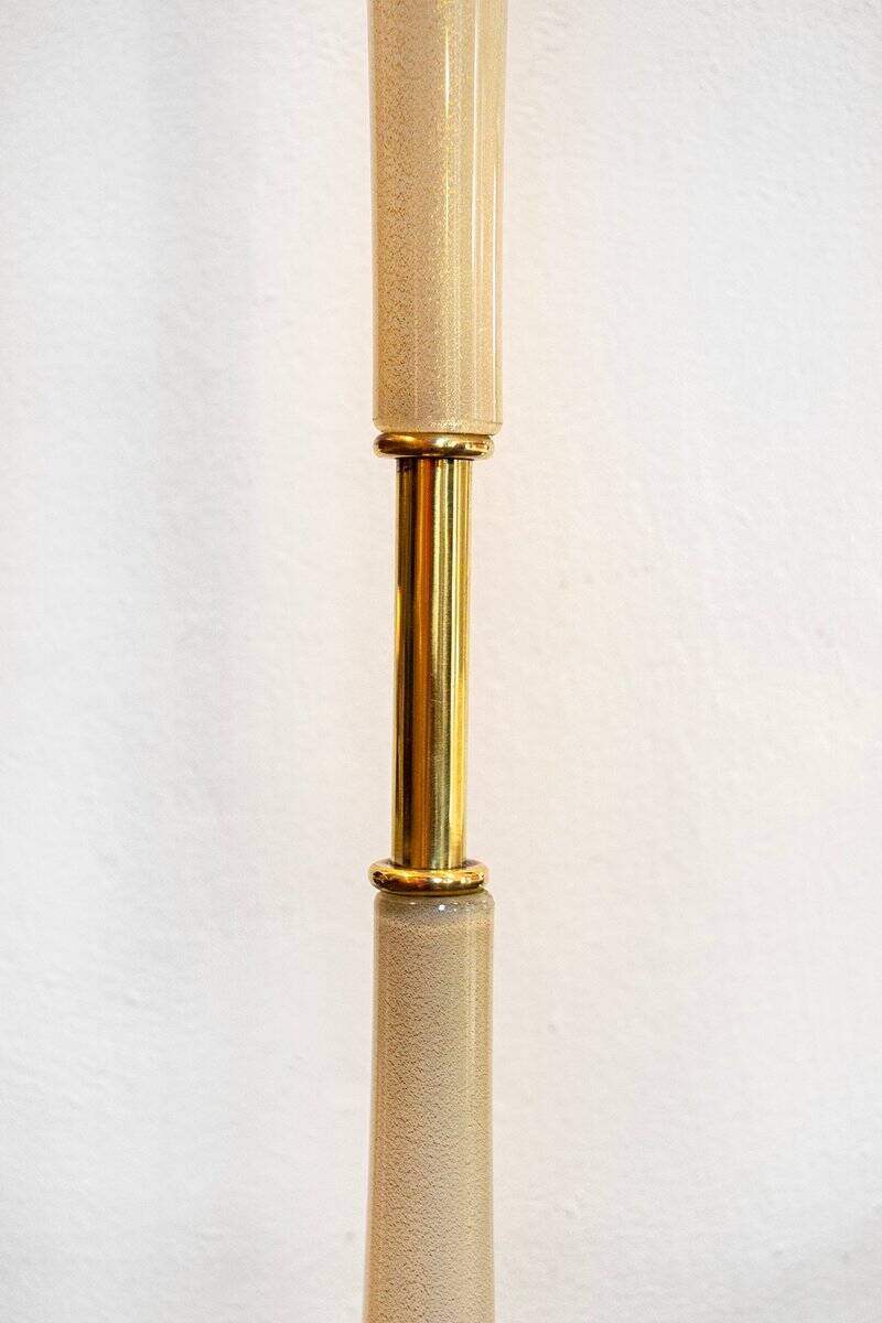 Brass and glass floor lamp by Tomaso Buzzi, Italy, 1950s.