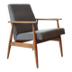 Dark Graphite Corduroy Lounge Chair Vintage Turned Legs Velvet Fabric 