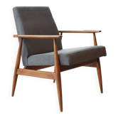 Dark Graphite Corduroy Lounge Chair Vintage Turned Legs Velvet Fabric 