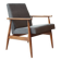 Dark Graphite Corduroy Lounge Chair Vintage Turned Legs Velvet Fabric 
