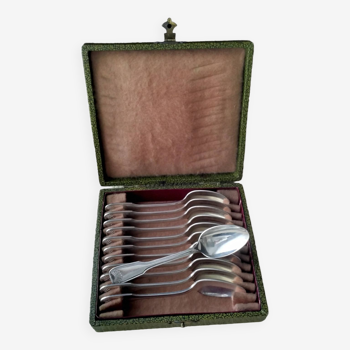 Box of 12 silver-plated mocha spoons Shell model