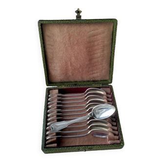 Coffret de 12 cuillères à moka en métal argenté Modèle coquille